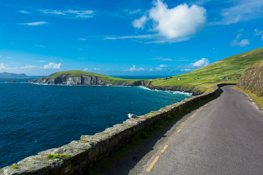 The road along side the ocean on Slea Head Drive