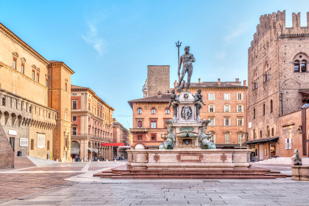 Bologna square with Neptune fountain day trips from Florence