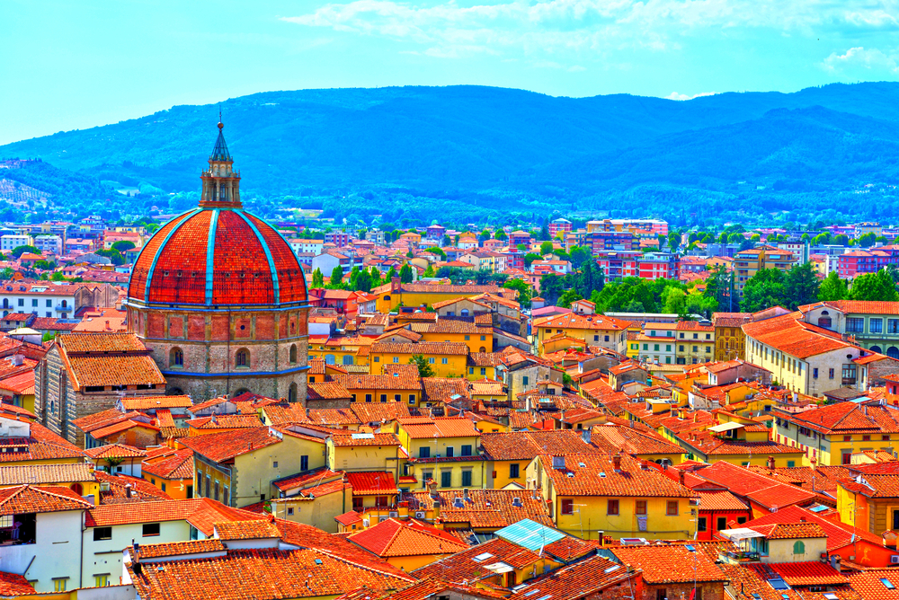 bright red rooftops of Pistoia with Duomo day trips from Florence