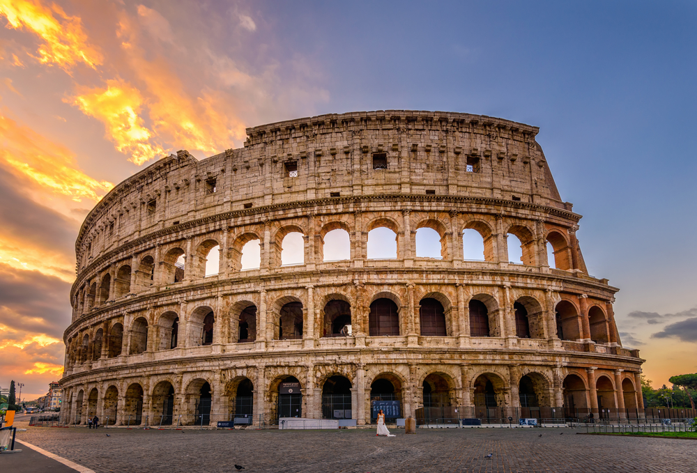 Rome Colosseum at sunset day trips from Florence