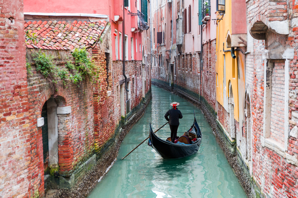 small Venetian canal with gondola