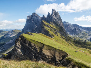 The iconic Seceda Ridge in italian Dolomites.