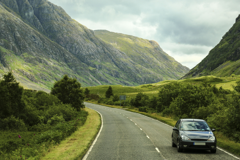 Scotland Road Trip Car on Road