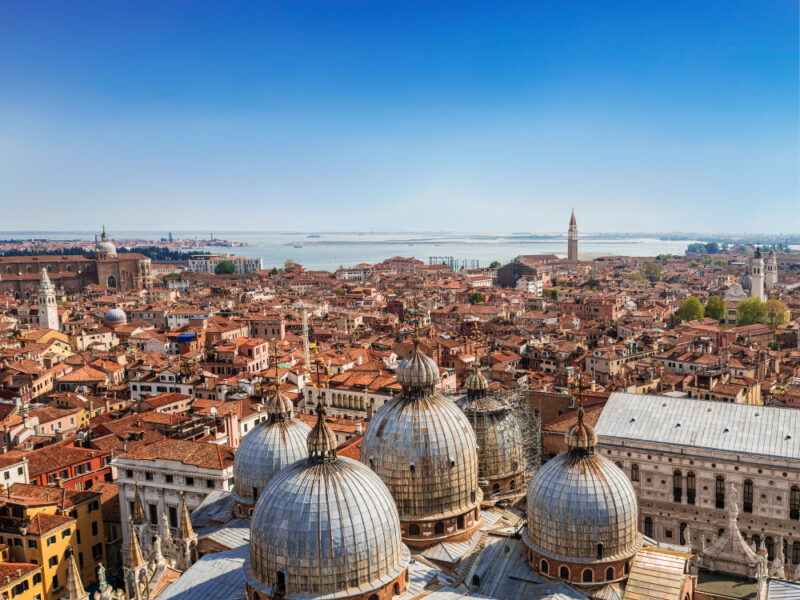 A bird's eye view of Venice, Italy from St. Mark's Tower.