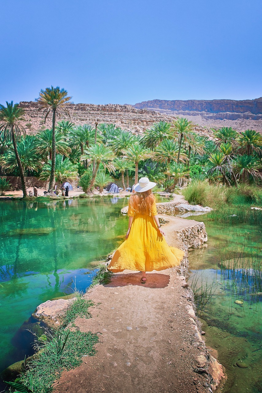 Footbridge at Wadi Bani Khalid, one of the prettiest wadis in Oman