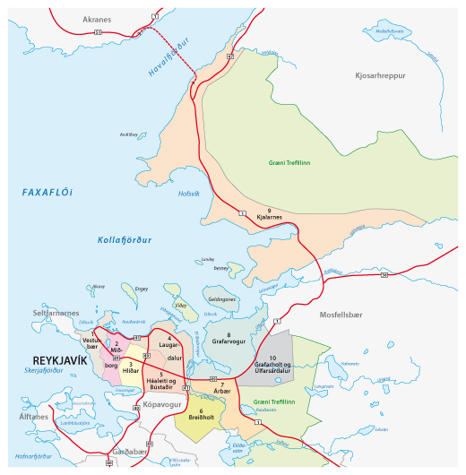 A Map of Where to stay in Reykjavik