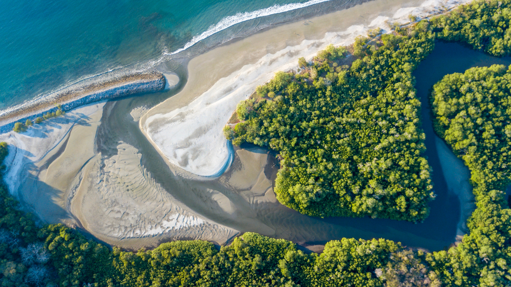 the view flying to costa rica on your honeymoon