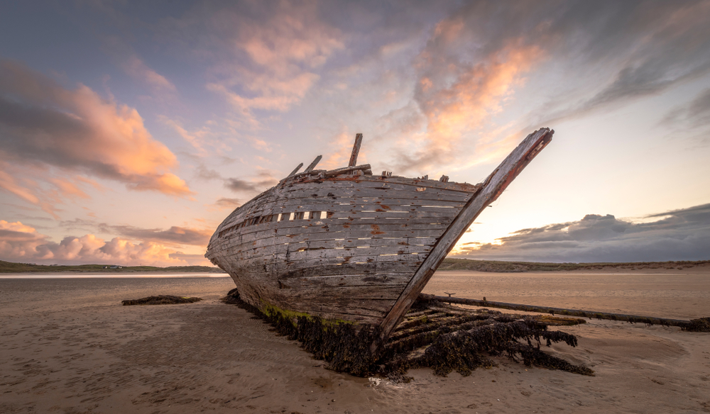 Haunting view of Bunbeg shipwreck, a hidden gem in Donegal Ireland