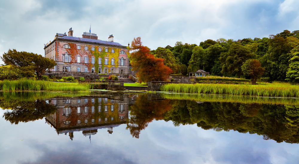 Beautiful Westport House reflected in the lake