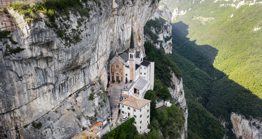 photos of the church in the mountains the Santuario Madonna della Corona