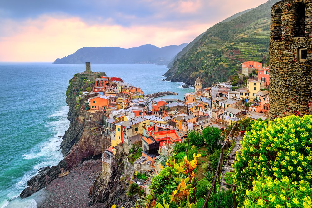 Picture overlooking the newly formed sandy beach in Vernazza