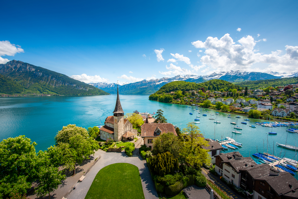 Spiez with a view of the lake and church. 