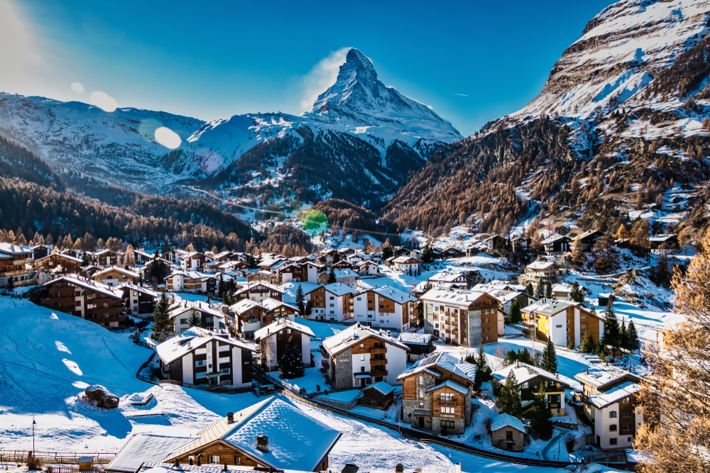 Zermatt a Swiss town known for its hiking. 