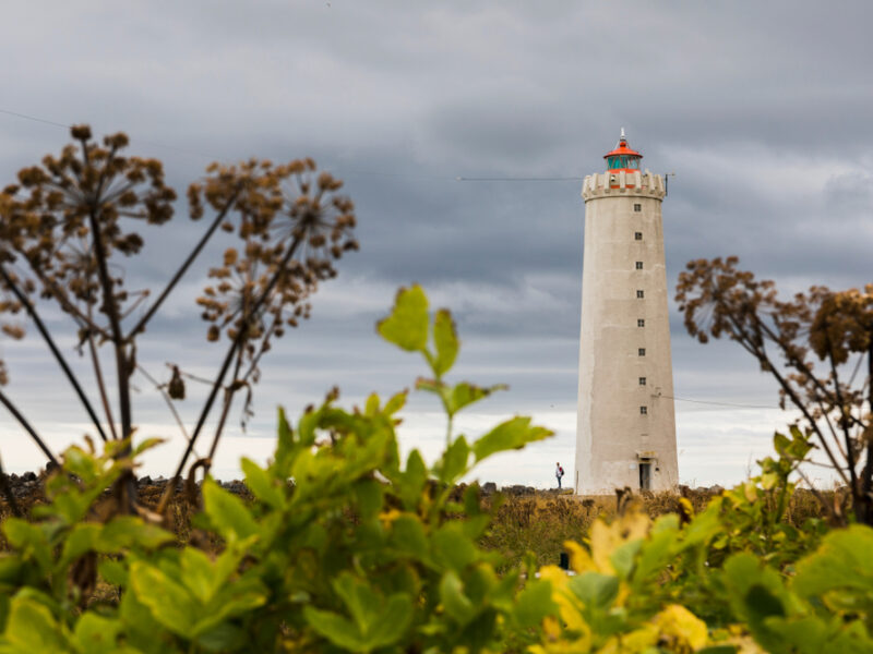 A lighthouse located on the Seltjarnarnes Peninsula.