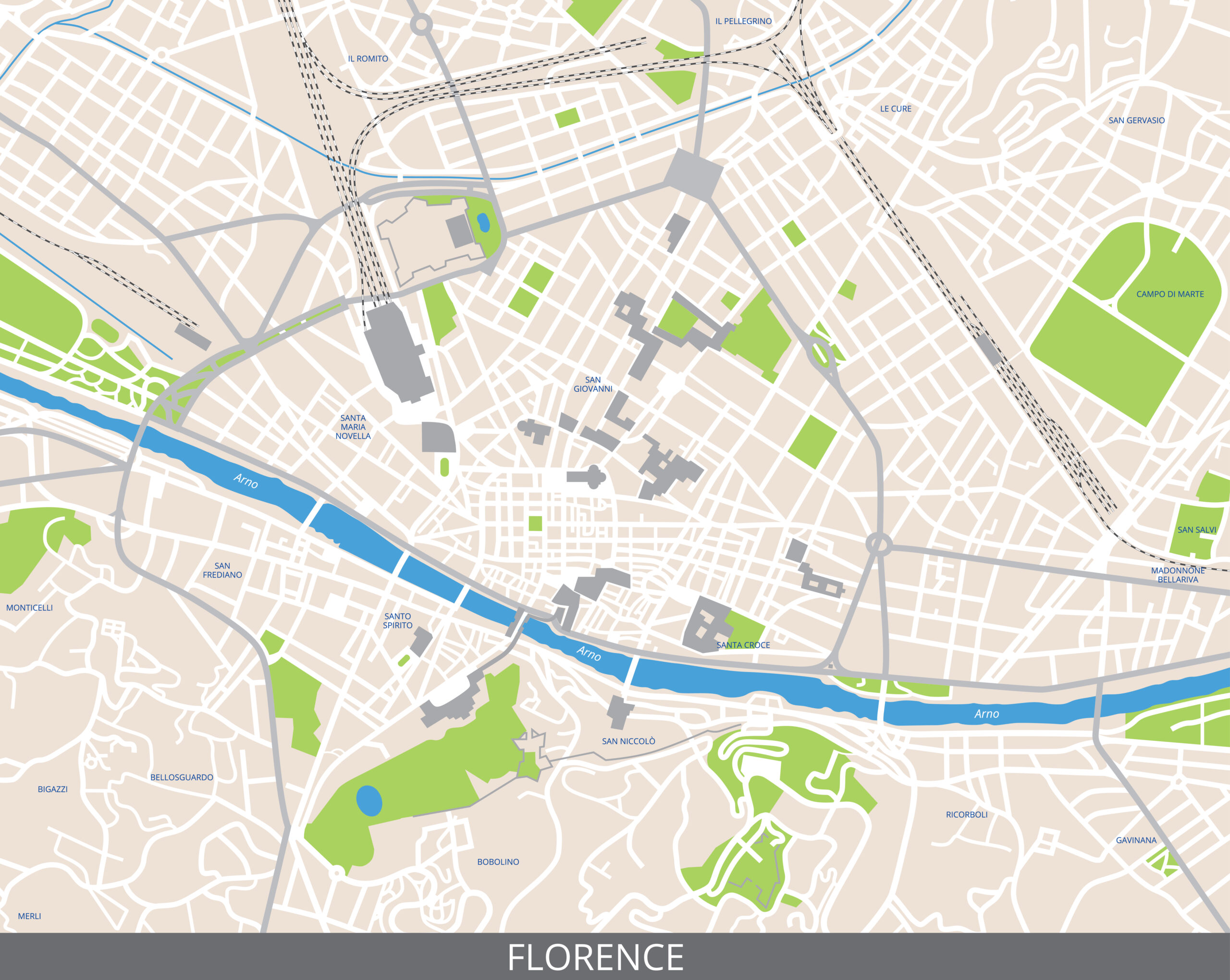 Photo of map of Florence neighborhoods.