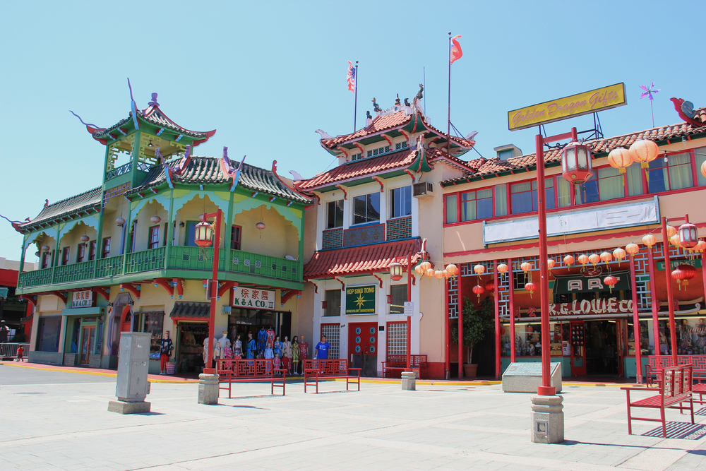 view of the buildings in Los Angeles' Chinatown