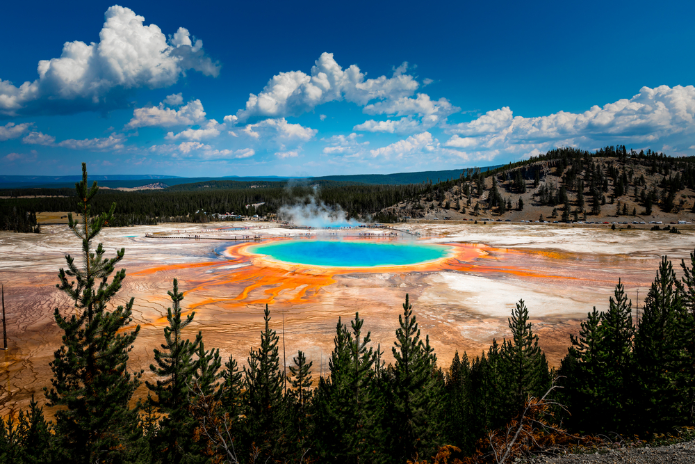 Photo of Grand Prismatic Spring in Yellowstone.