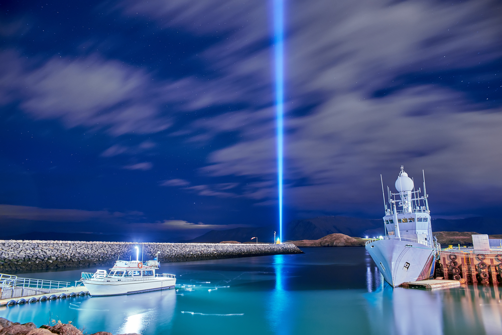 the Imagine Peace Tower on Videy during your trip to Iceland in October
