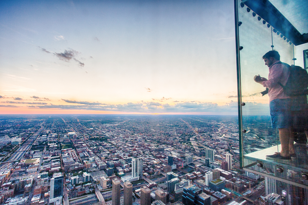 Try Stepping out on the LEDGE at Willis Tower's Skydeck on your 2 days in Chicago