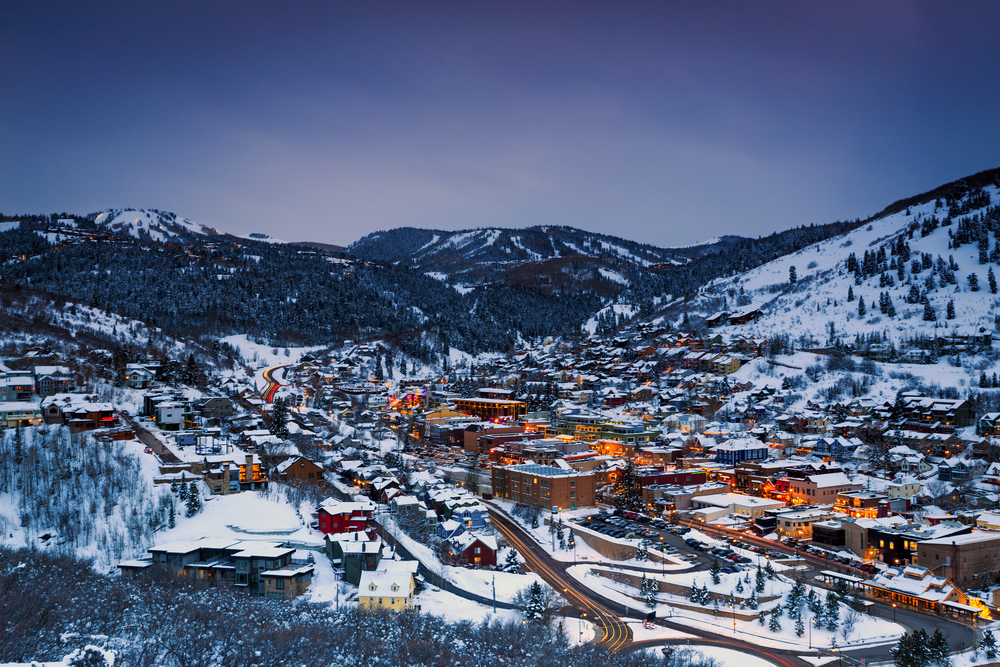 Old town lights in Park City, Utah, USA.