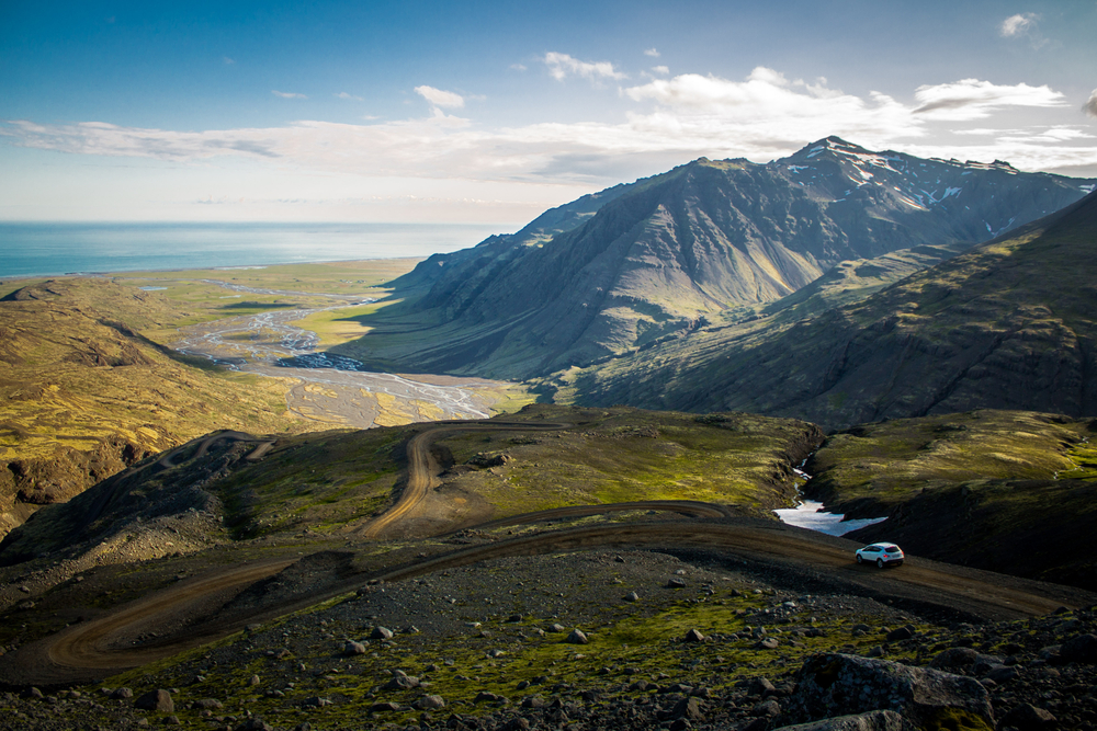 driving around the country in Iceland in August