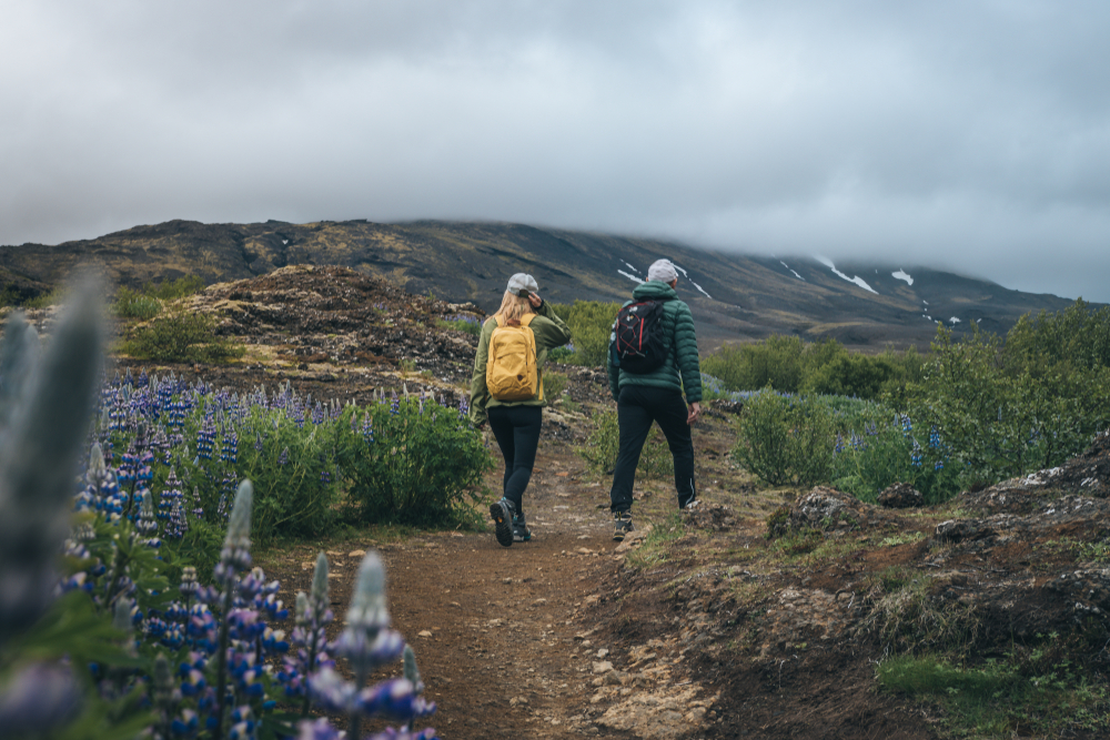 hiking to Glymur waterfall in Iceland in August