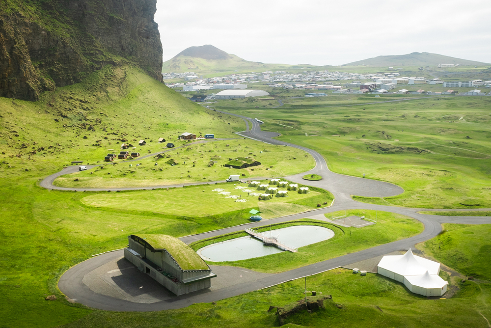 Vestmannaeyjar festival campground in Iceland in August