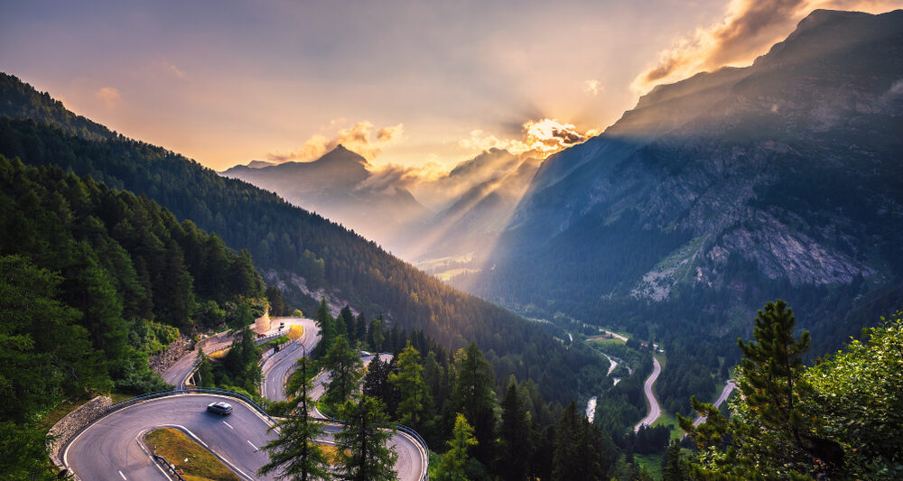 Maloja Pass as you drive through Switzerland on the best European road trip