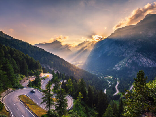 Maloja Pass as you drive through Switzerland on the best European road trip