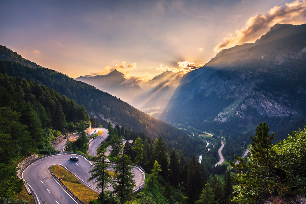 Maloja Pass as you drive through Switzerland on the best European road trip