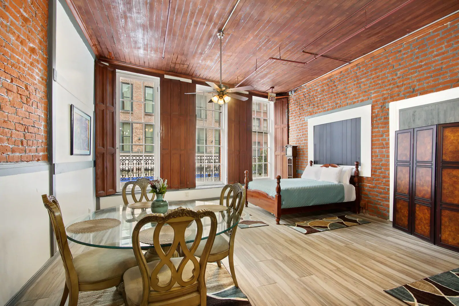 Photo of an Airbnb in New Orleans that is a downtown loft with hardwood ceilings.