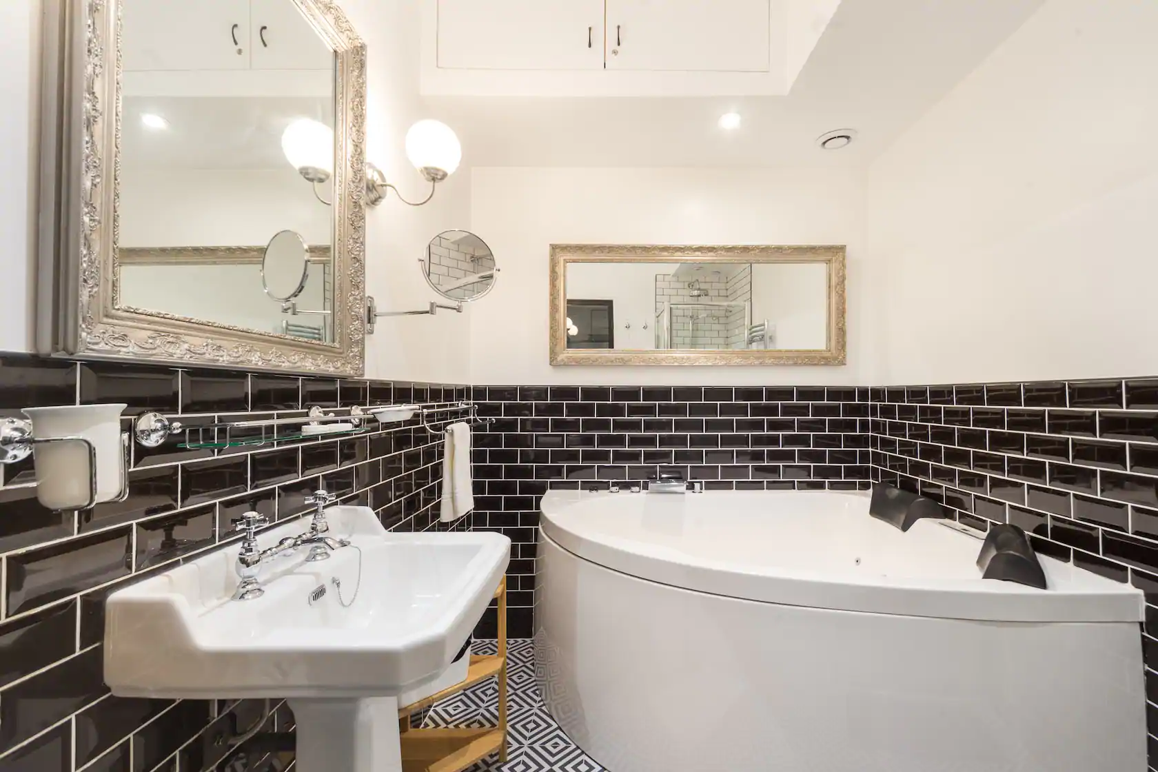 Photo of guest bathroom inside a romantic loft Airbnb in Paris.