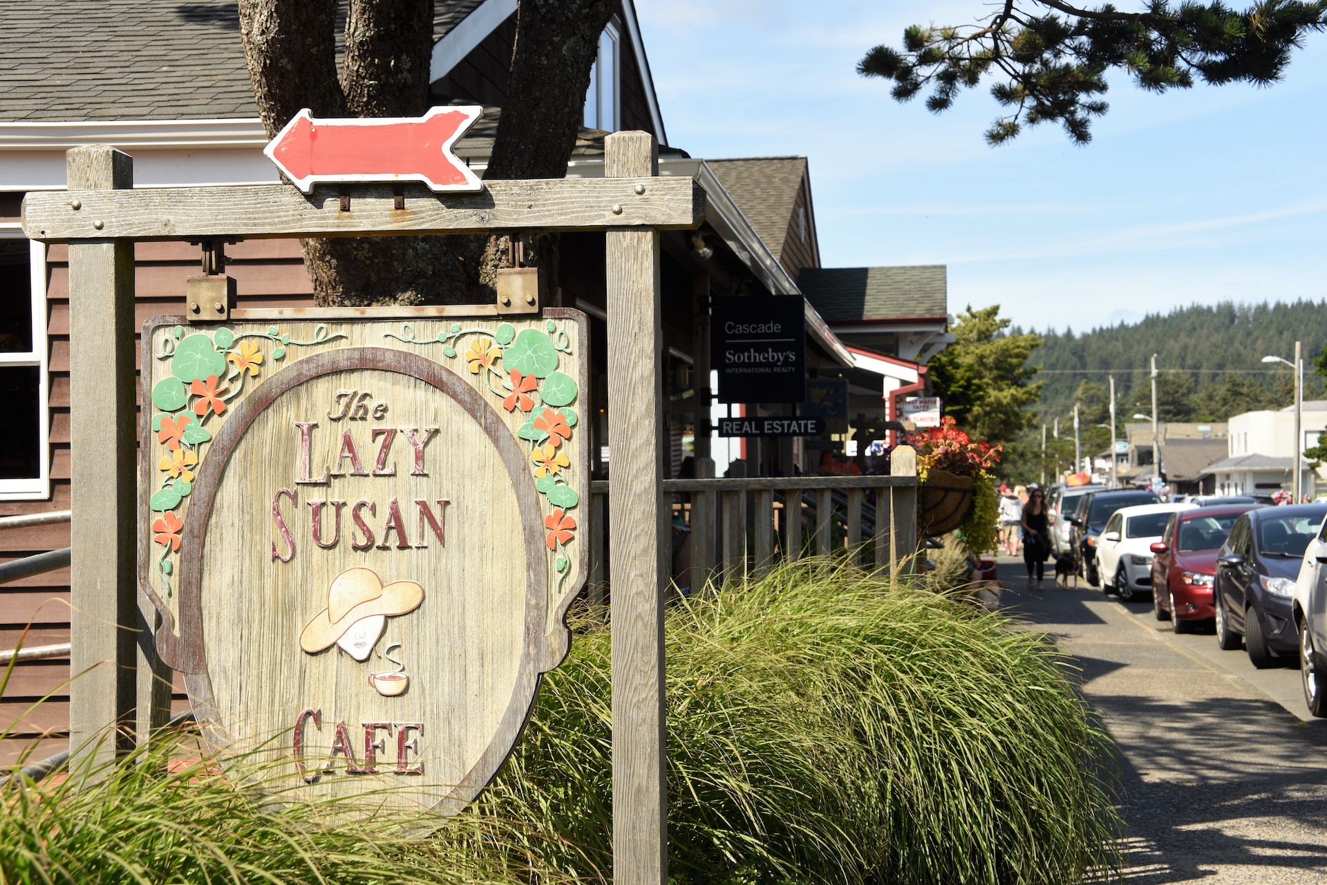 exterior of little wooden cafe in Cannon Beach small towns in America