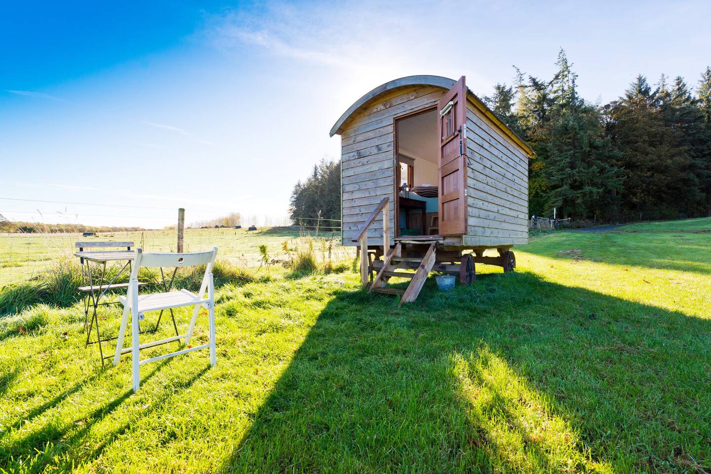 This shepherd's hut is a great glamping experience!