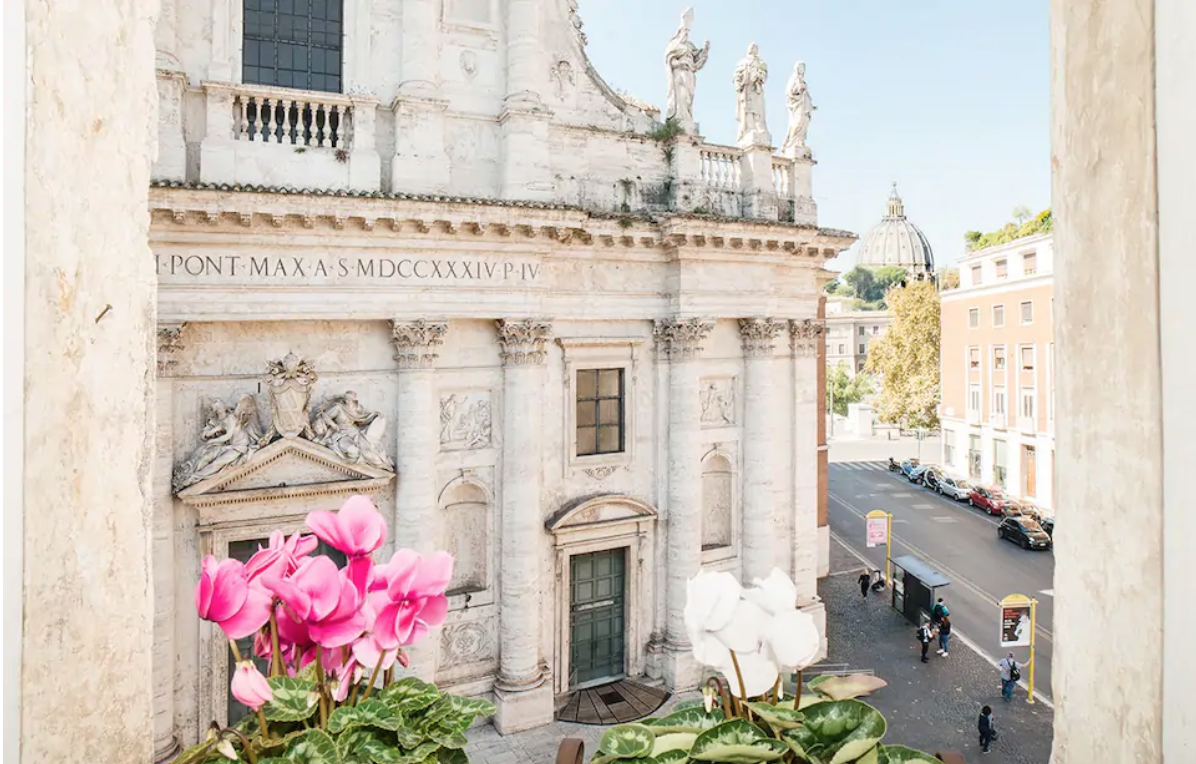 this airbnb in rome is located inside the 1400 building