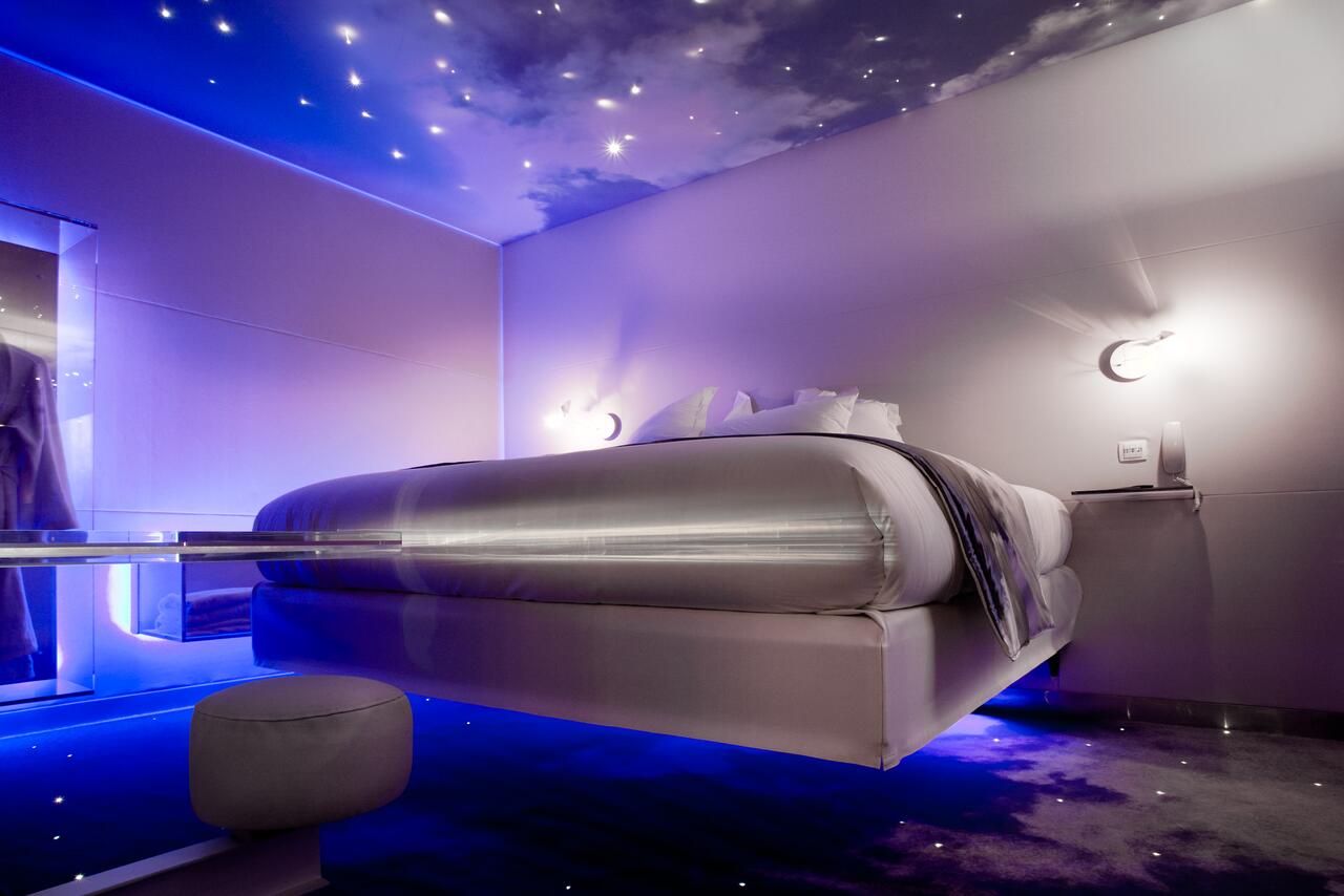 Five Boutique Hotel is one of the more unusual hotels in paris, having floating beds and some galaxy themed rooms!