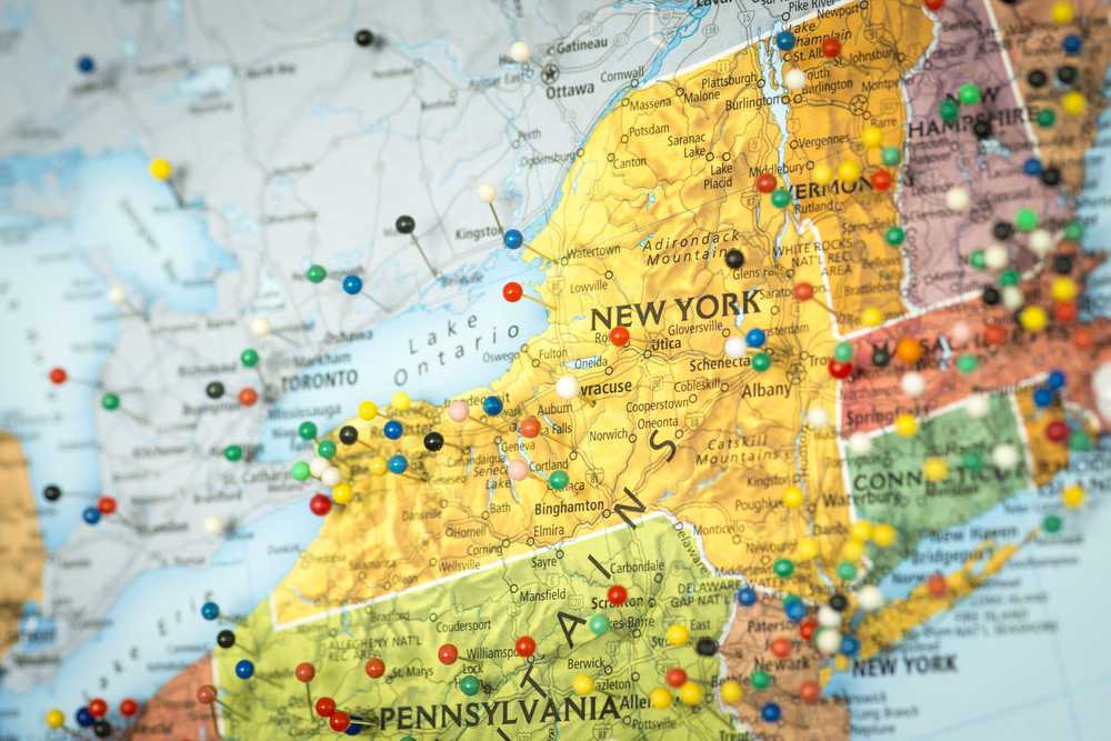 Photo of a map of New York.