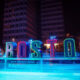 Photo of an outdoor ice rink in Boston during Christmastime.