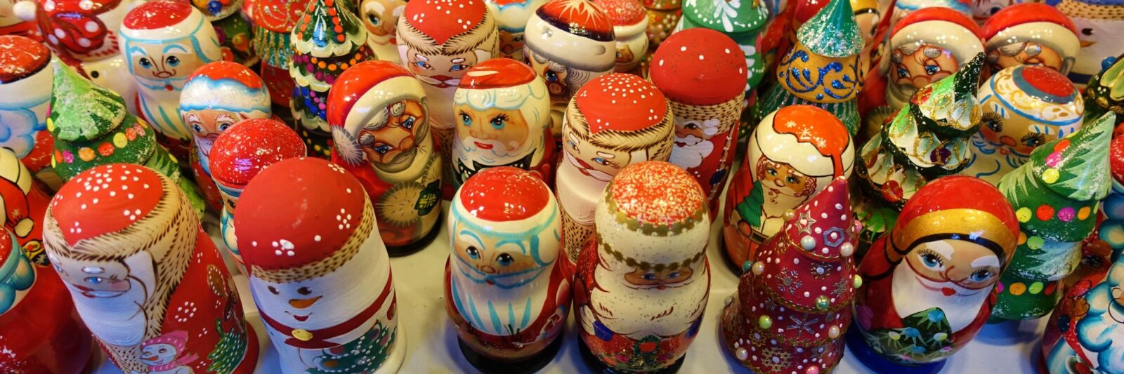 Photo of Russian nesting dolls at a Christmas market.