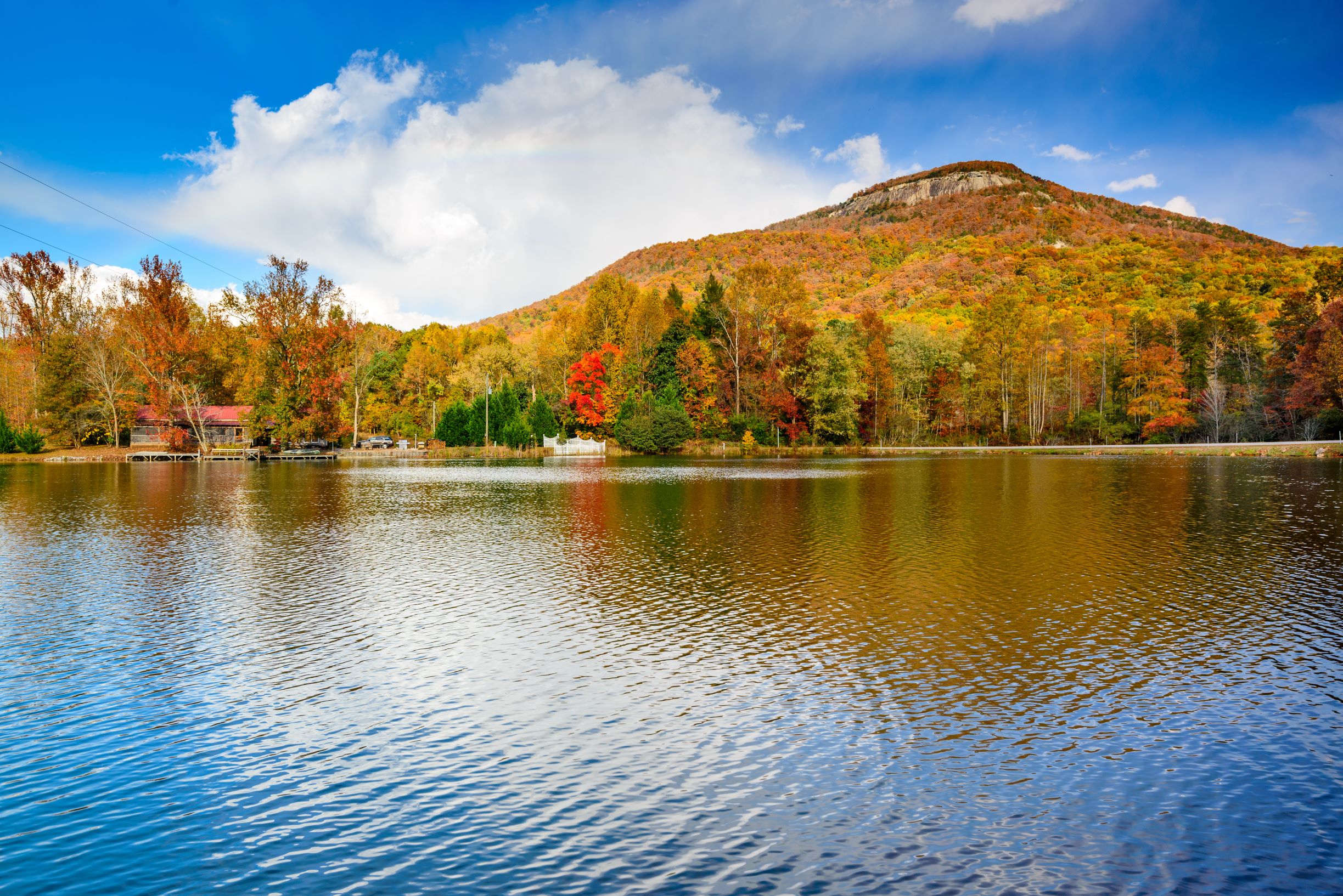 Photo of Yonah Mountain and lake during Fall in Georgia.