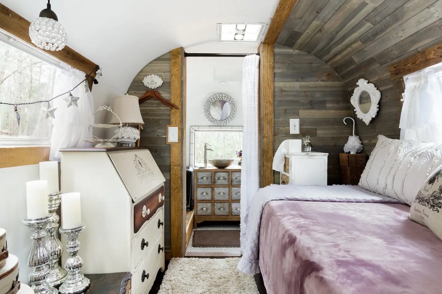 Photo of the Queen Bee Boutique Airstream which is a North Carolina Airbnb.