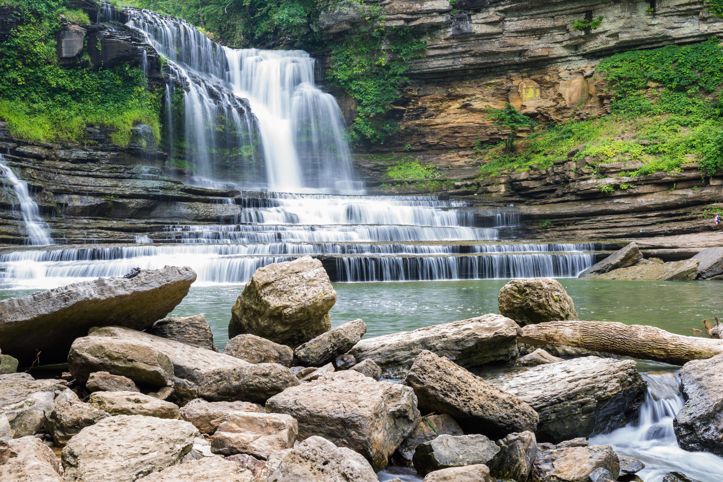 Photo of Cummins Falls, one of the best weekend getaways in the South.