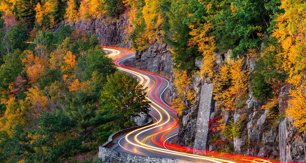 Hawks Nest has been featured in many car commericals - and you can see why! The colors of fall in New York make this road spell binding
