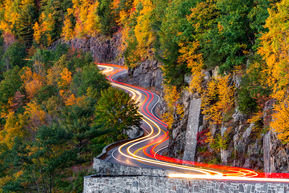 Hawks Nest has been featured in many car commericals - and you can see why! The colors of fall in New York make this road spell binding