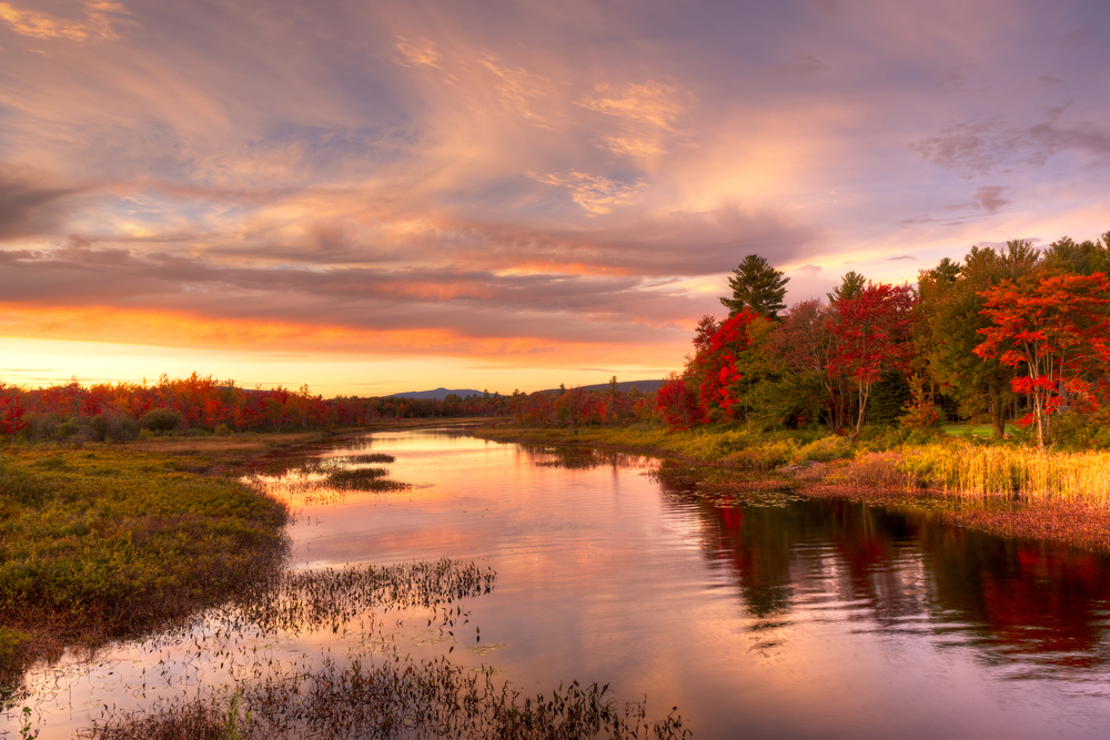 enjoy a beautiful sunset over lake pleasant during fall in new york