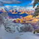 The Grand Canyon in winter covered in snow