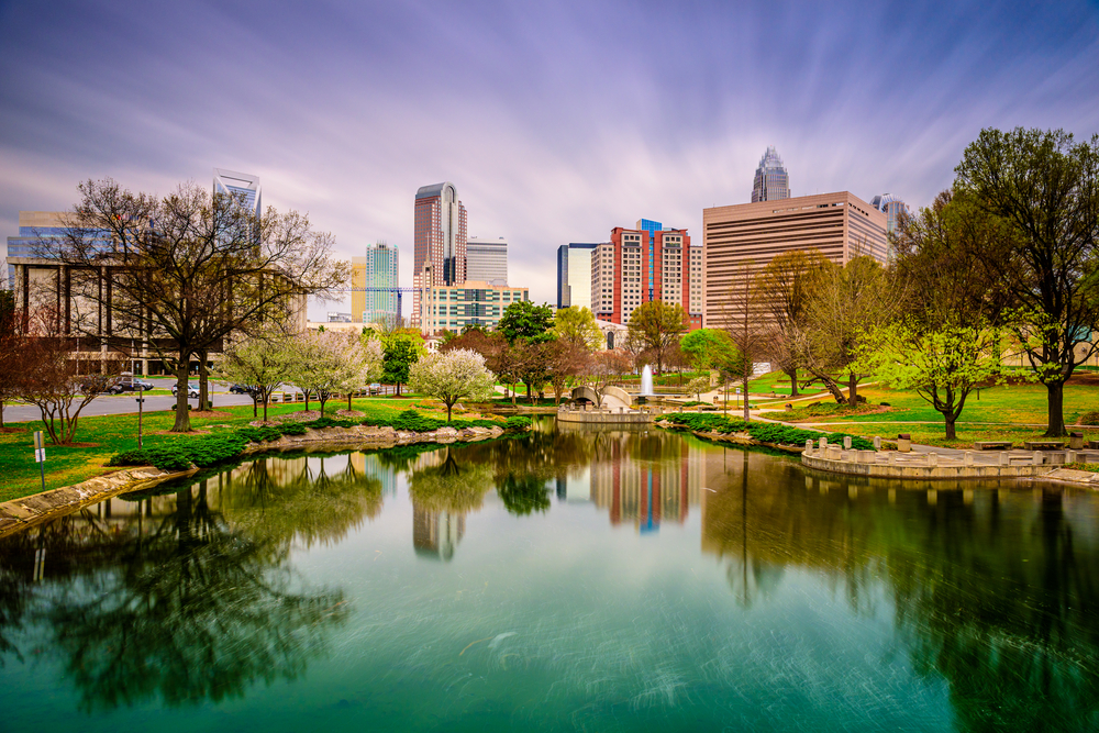 the Charlotte skyline on your North Carolina road trip