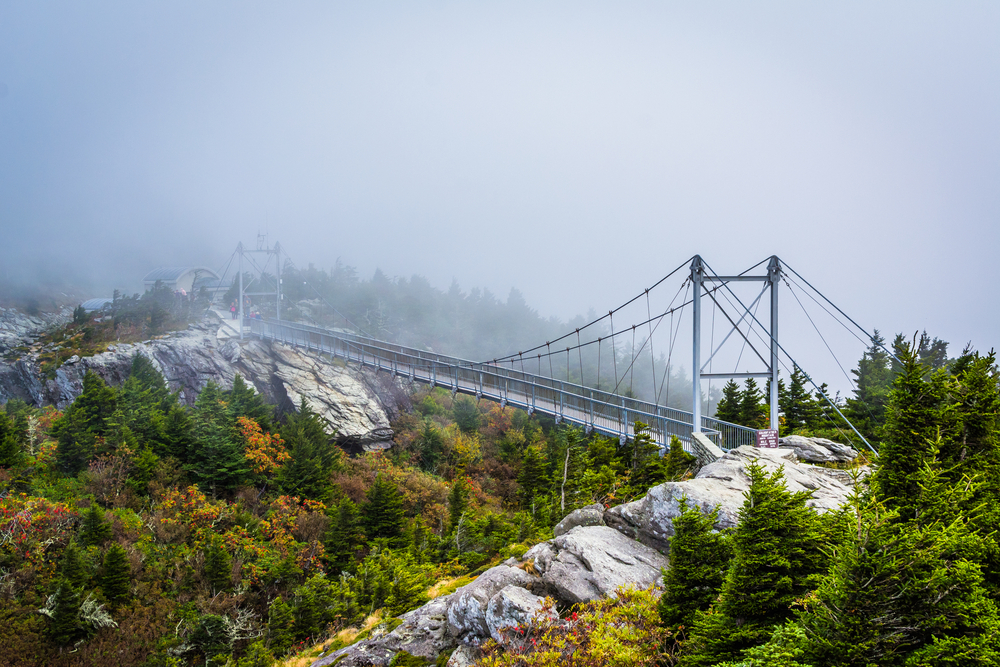 the Mile High Swinging Bridge at Grandfather Mountain on your North Carolina road trip