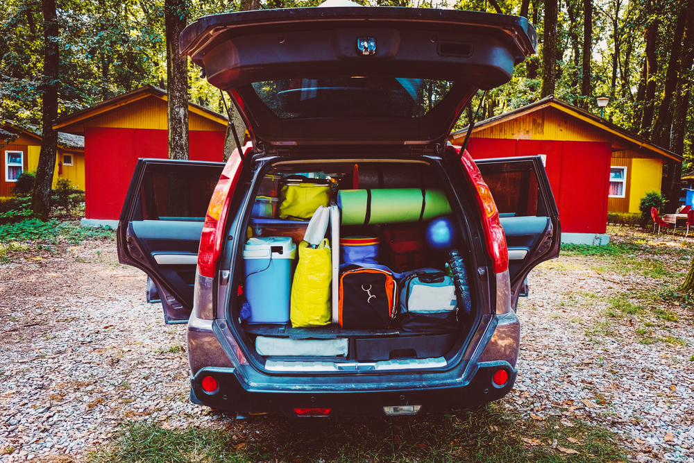 A car all packed for a road trip!