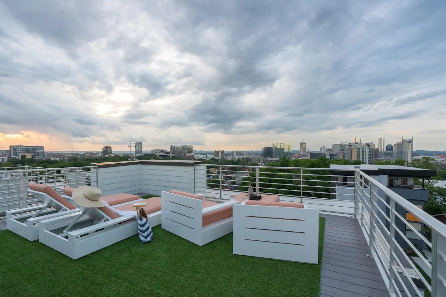 Photo of the rooftop living space at an Airbnb in Nashville. 